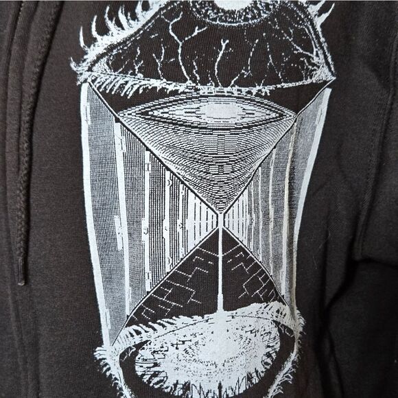 B & E Sport Black Goth Twisted Graphic Print Zip Hoodie Sweatshirt - Picture 6 of 6